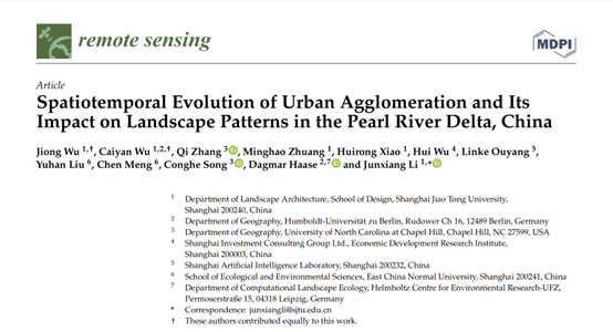 学术快讯 | 战神gpk参与上海交通大学《追踪城市群时空演变轨迹，刻画区域景观格局动态》